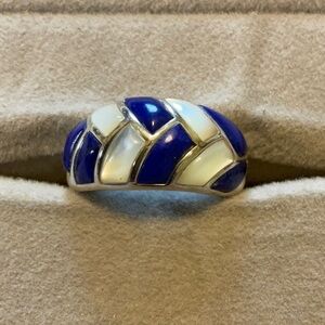 Elegant Lapis and Mother of Pearl Women's Ring